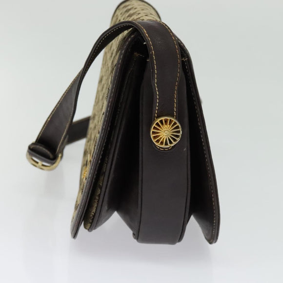 CELINE C Sulky Shoulder Bag Canvas Beige Gold Auth 139534