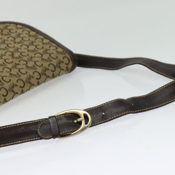 CELINE C Sulky Shoulder Bag Canvas Beige Gold Auth 139534