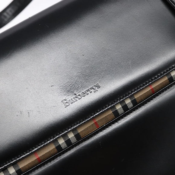 Burberrys Nova Check Tote Bag Leather Beige Black Auth 139536