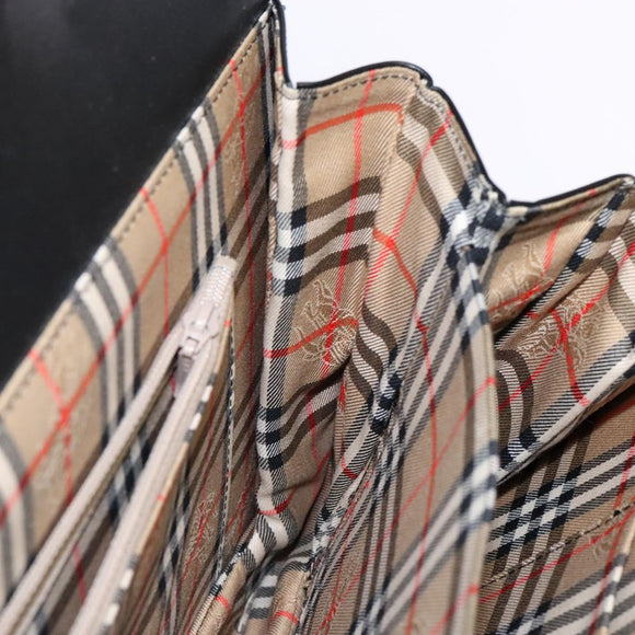 Burberrys Nova Check Tote Bag Leather Beige Black Auth 139536