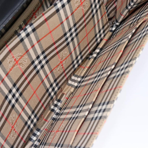 Burberrys Nova Check Tote Bag Leather Beige Black Auth 139536