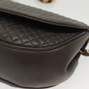 BALLY Chain Shoulder Bag Leather Gray Gold Auth 139538-11