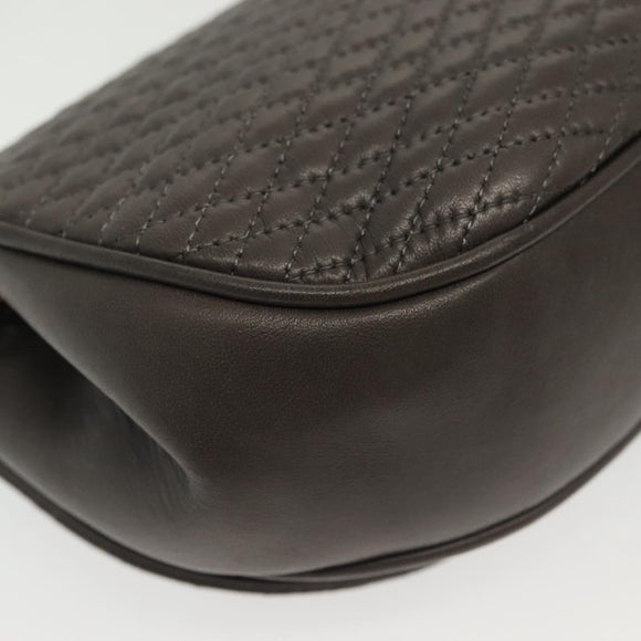 BALLY Chain Shoulder Bag Leather Gray Gold Auth 139538