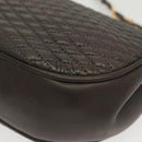 BALLY Chain Shoulder Bag Leather Gray Gold Auth 139538-13