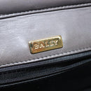 BALLY Chain Shoulder Bag Leather Gray Gold Auth 139538-16