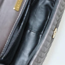 BALLY Chain Shoulder Bag Leather Gray Gold Auth 139538-17