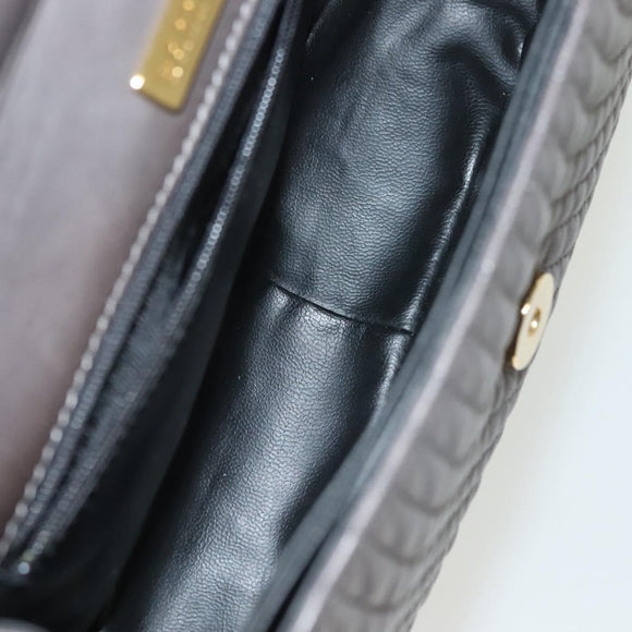 BALLY Chain Shoulder Bag Leather Gray Gold Auth 139538