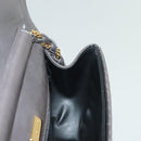 BALLY Chain Shoulder Bag Leather Gray Gold Auth 139538-18