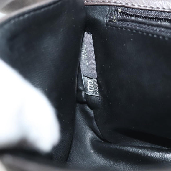 BALLY Chain Shoulder Bag Leather Gray Gold Auth 139538