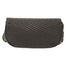 BALLY Chain Shoulder Bag Leather Gray Gold Auth 139538-3