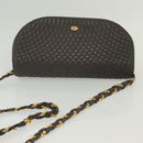 BALLY Chain Shoulder Bag Leather Gray Gold Auth 139538-6