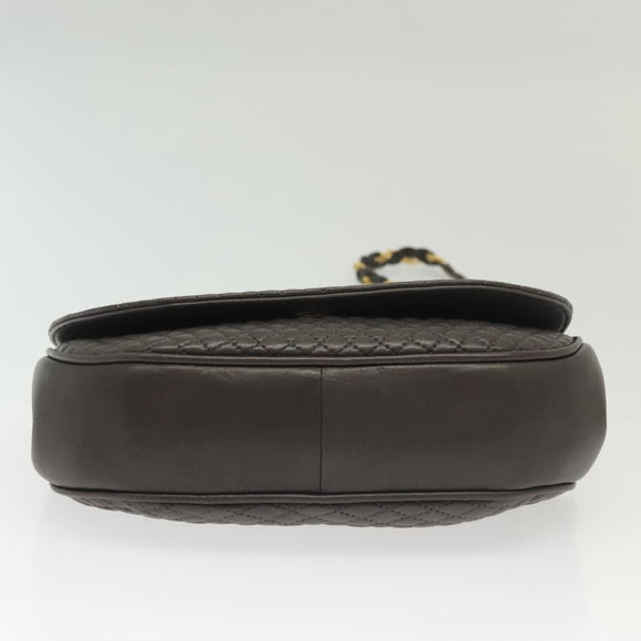 BALLY Chain Shoulder Bag Leather Gray Gold Auth 139538