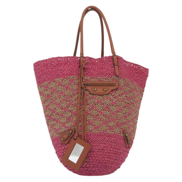 BALENCIAGA Vanier Tote Bag Raffia Pink 286370 Auth 139539