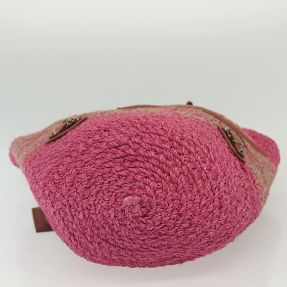 BALENCIAGA Vanier Tote Bag Raffia Pink 286370 Auth 139539