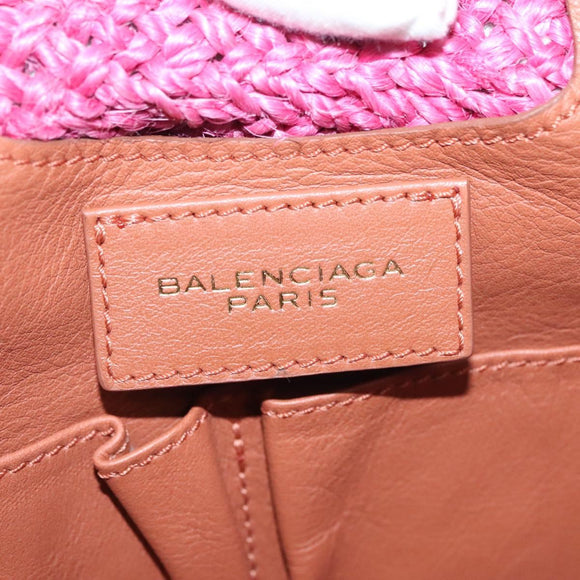 BALENCIAGA Vanier Tote Bag Raffia Pink 286370 Auth 139539