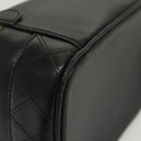 CHANEL Bicolore Vanity Hand Bag Lamb Skin Black Gold CC Auth 139540-17