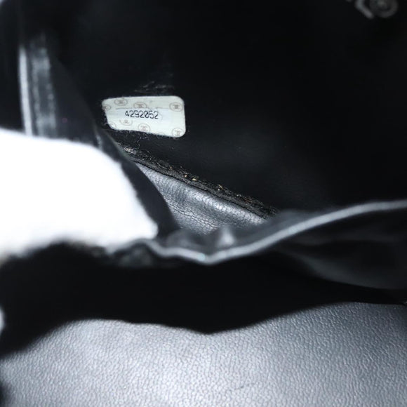 CHANEL Bicolore Vanity Hand Bag Lamb Skin Black Gold CC Auth 139540