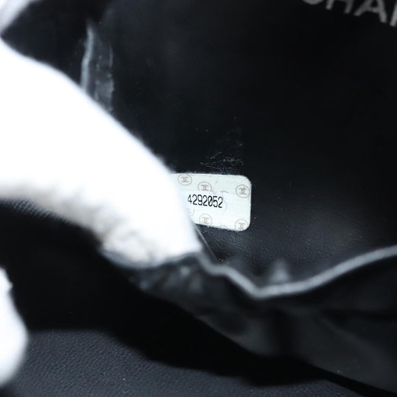 CHANEL Bicolore Vanity Hand Bag Lamb Skin Black Gold CC Auth 139540