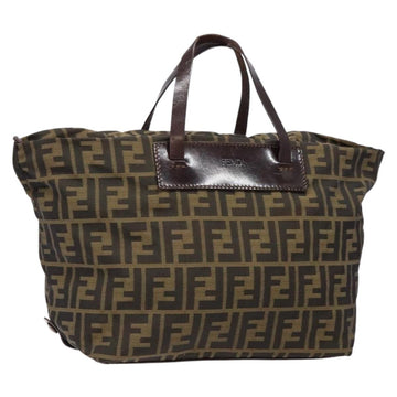 FENDI Zucca Canvas Hand Bag Black Brown Auth 139541