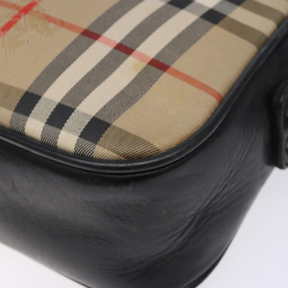 Burberrys Nova Check Shoulder Bag Canvas Beige Gold Auth 139542