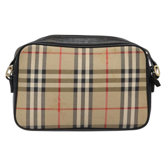 Burberrys Nova Check Shoulder Bag Canvas Beige Gold Auth 139542