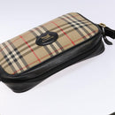 Burberrys Nova Check Shoulder Bag Canvas Beige Gold Auth 139542-6