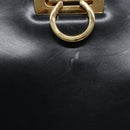 Salvatore Ferragamo Gancini Chain Shoulder Bag Leather Navy Gold Auth 139543-15