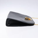 Salvatore Ferragamo Gancini Chain Shoulder Bag Leather Navy Gold Auth 139543-4