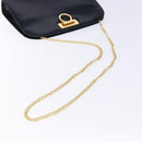 Salvatore Ferragamo Gancini Chain Shoulder Bag Leather Navy Gold Auth 139543-7