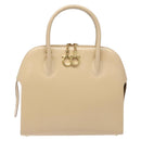 Salvatore Ferragamo Gancini Hand Bag Leather Ivory Gold Auth 139544-2