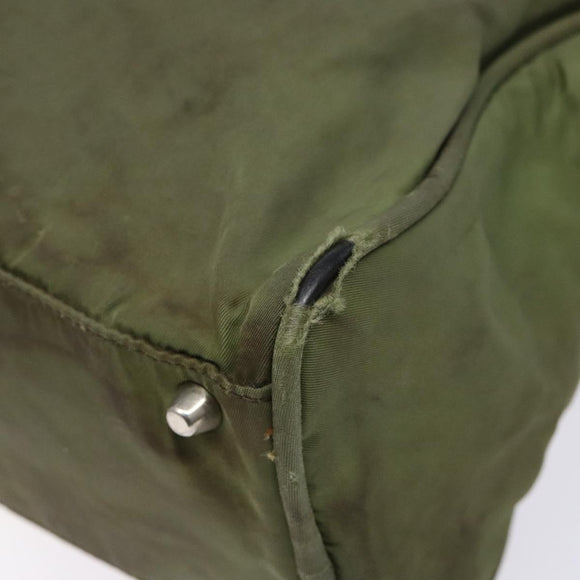 PRADA Hand Bag Nylon Green Silver Auth 139545