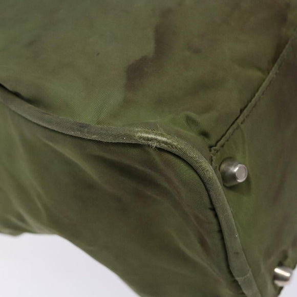 PRADA Hand Bag Nylon Green Silver Auth 139545