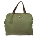 PRADA Hand Bag Nylon Green Silver Auth 139545-13
