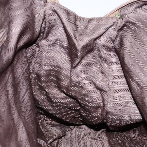 PRADA Hand Bag Nylon Green Silver Auth 139545