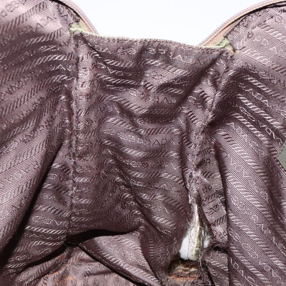 PRADA Hand Bag Nylon Green Silver Auth 139545