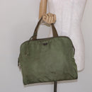 PRADA Hand Bag Nylon Green Silver Auth 139545-25