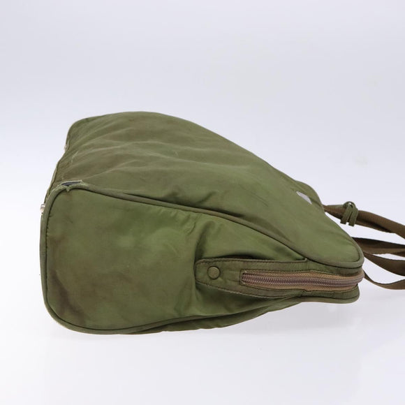 PRADA Hand Bag Nylon Green Silver Auth 139545
