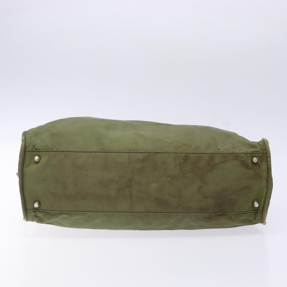 PRADA Hand Bag Nylon Green Silver Auth 139545