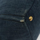 PRADA Canapa GM Hand Bag Denim Blue Gold Auth 139546-12