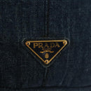 PRADA Canapa GM Hand Bag Denim Blue Gold Auth 139546-14