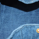 PRADA Canapa GM Hand Bag Denim Blue Gold Auth 139546-16