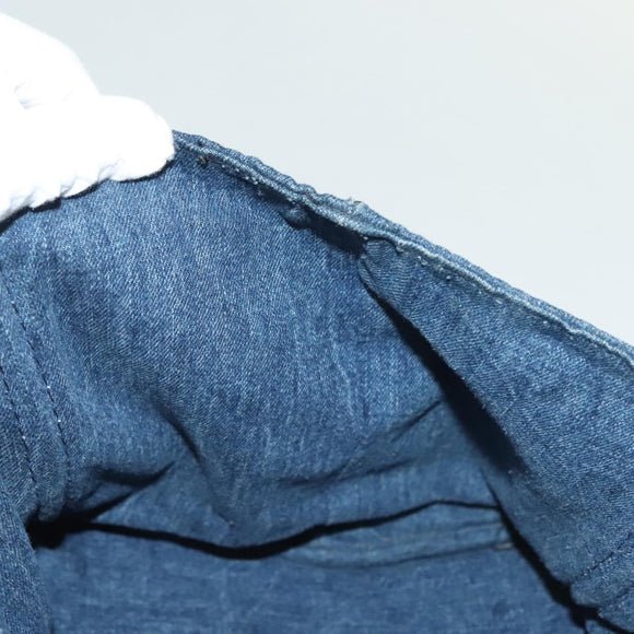 PRADA Canapa GM Hand Bag Denim Blue Gold Auth 139546