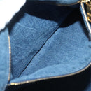 PRADA Canapa GM Hand Bag Denim Blue Gold Auth 139546-19
