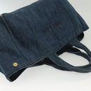 PRADA Canapa GM Hand Bag Denim Blue Gold Auth 139546-6