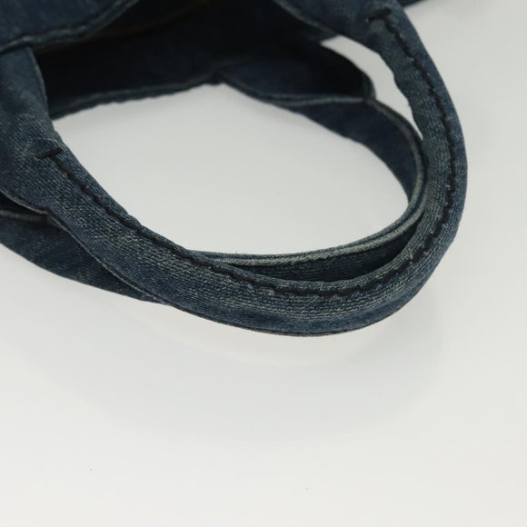 PRADA Canapa GM Hand Bag Denim Blue Gold Auth 139546