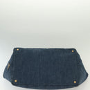 PRADA Canapa GM Hand Bag Denim Blue Gold Auth 139546-9