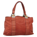 GUCCI Bamboo Tote Bag Leather Red Silver 232947 Auth 139547-1