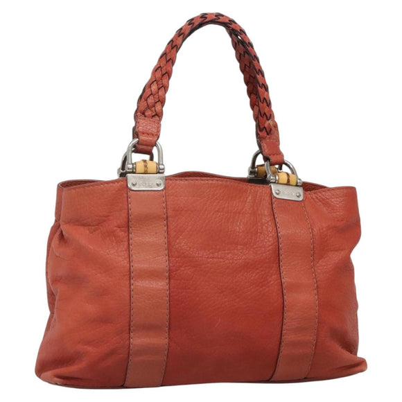 GUCCI Bamboo Tote Bag Leather Red Silver 232947 Auth 139547