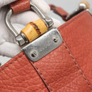 GUCCI Bamboo Tote Bag Leather Red Silver 232947 Auth 139547-10