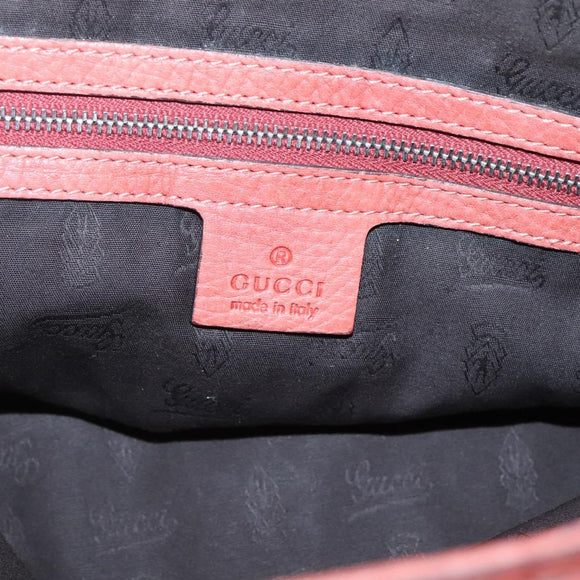 GUCCI Bamboo Tote Bag Leather Red Silver 232947 Auth 139547